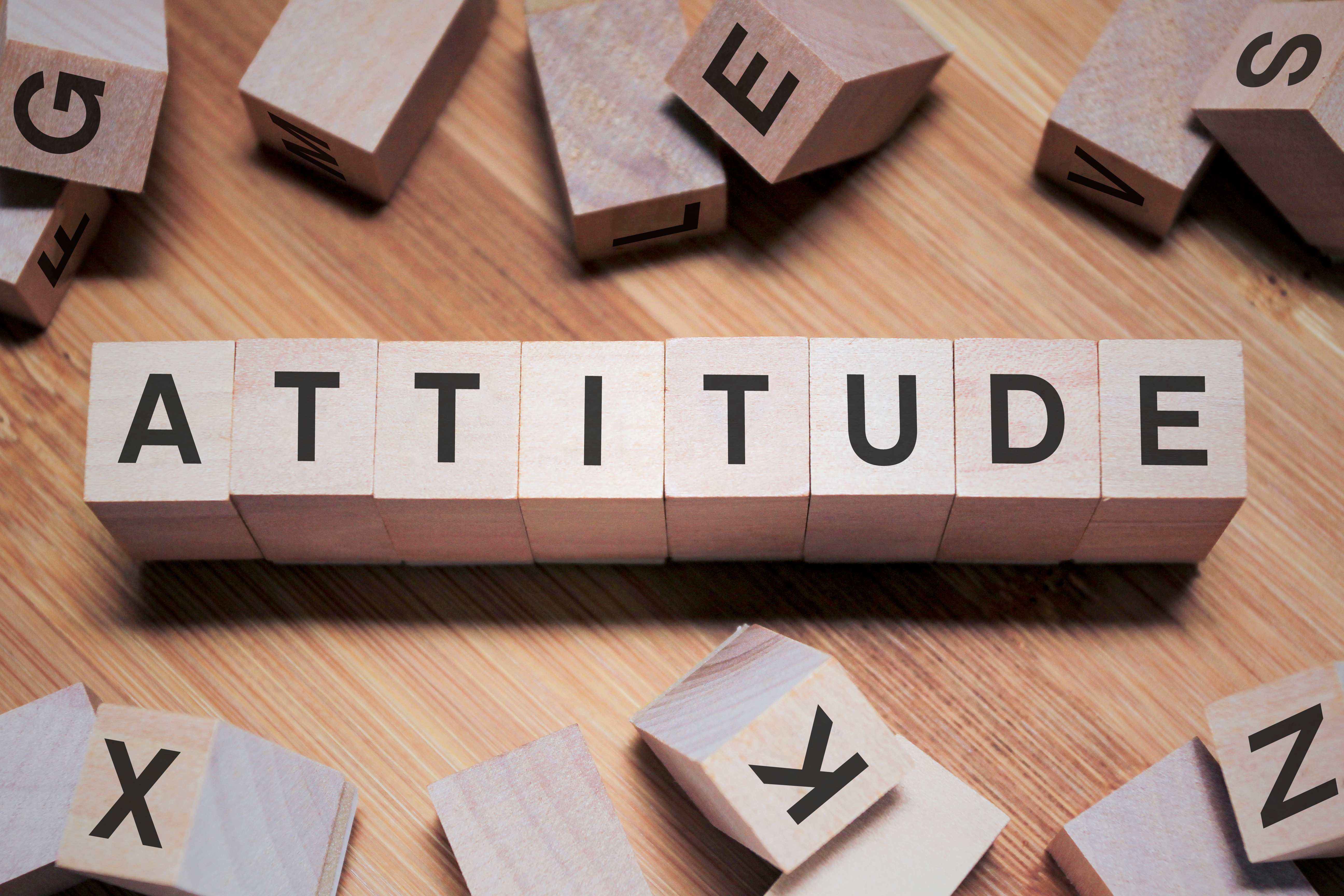 Attitude Word In Wooden Cube